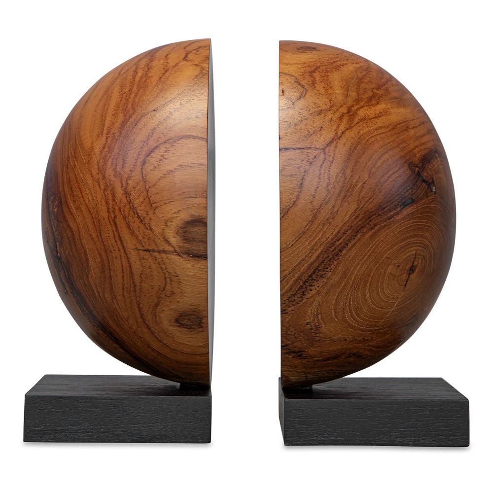 Teak And Noir Bookends, S/2