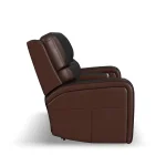 Oasis Truffle Leather Power Reclining Loveseat with Console, Power Headrests, Lumbar, Heat & Massage - Image 4