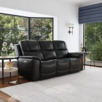 Crew Raven Leather Power Reclining Sofa with Power Headrests & Lumbar - Image 3