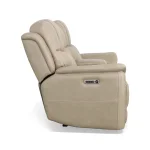 Crew Pebble Leather Power Reclining Loveseat with Console, Power Headrests & Lumbar - Image 5