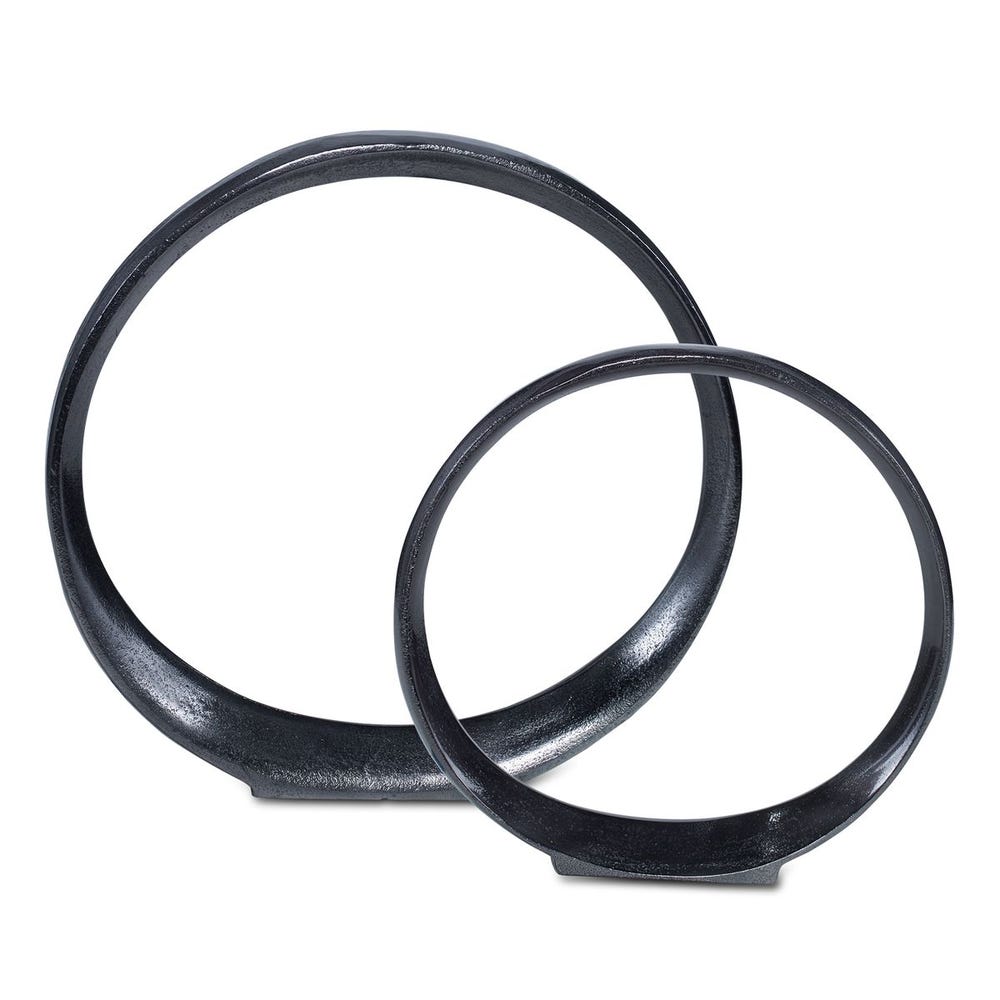 Orbits Ring Indoor-outdoor Sculptures, Black Nickel, S/2