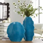 Ruffled Feathers Vases, Blue, S/2 - Image 4