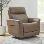 Artemis Cappuccino Fabric Power Rocking Recliner with Power Headrest, Lumbar, Heat & Massage - Image 9