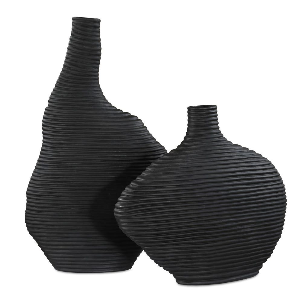 18243_104781114 Duostacked Vases, Black, S/2 - Image 1