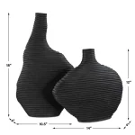 Duostacked Vases, Black, S/2 - Image 9