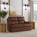 David Pecan Leather Loveseat - Image 3