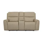 Jarvis Parchment Leather Power Reclining Loveseat with Console & Power Headrests - Image 3
