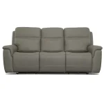 Sawyer Grey Leather Power Reclining Sofa with Power Headrests & Lumbar - Image 4