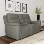 Sawyer Grey Leather Pwr Recl Loveseat w/ Console, Pwr Hdrsts, Lumbar - Image 3
