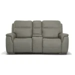 Sawyer Grey Leather Pwr Recl Loveseat w/ Console, Pwr Hdrsts, Lumbar - Image 4