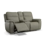 Sawyer Grey Leather Pwr Recl Loveseat w/ Console, Pwr Hdrsts, Lumbar - Image 6