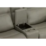 Sawyer Grey Leather Pwr Recl Loveseat w/ Console, Pwr Hdrsts, Lumbar - Image 7