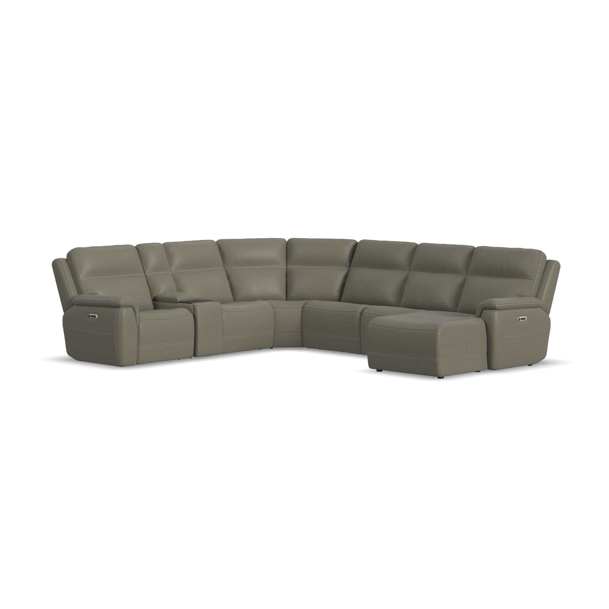 Sawyer Leather Power Reclining Sectional with Power Headrests & Lumbar