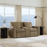 Aria Fawn Leather Power Reclining Loveseat with Console - Image 3
