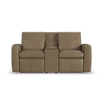 Aria Fawn Leather Power Reclining Loveseat with Console - Image 4