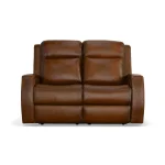 Mustang Rust Leather Power Loveseat with Power Headrest - Image 3