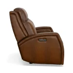 Mustang Rust Leather Power Loveseat with Power Headrest - Image 4