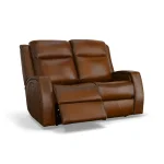 Mustang Rust Leather Power Loveseat with Power Headrest - Image 5