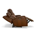 Mustang Rust Leather Power Loveseat with Power Headrest - Image 8