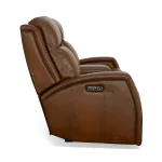 Mustang Rust Leather Power Loveseat with Console with Power Headrest - Image 4