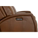 Mustang Rust Leather Power Loveseat with Console with Power Headrest - Image 6