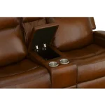 Mustang Rust Leather Power Loveseat with Console with Power Headrest - Image 7