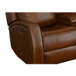 Mustang Rust Leather Power Loveseat with Console with Power Headrest - Image 8