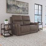 Calvin Cuppuccino Fabric Power Reclining Loveseat with Power Headrests & Lumbar - Image 6