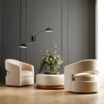 Winona Round Ottoman - 507 Bay Brown / Salvador Dove - Image 3