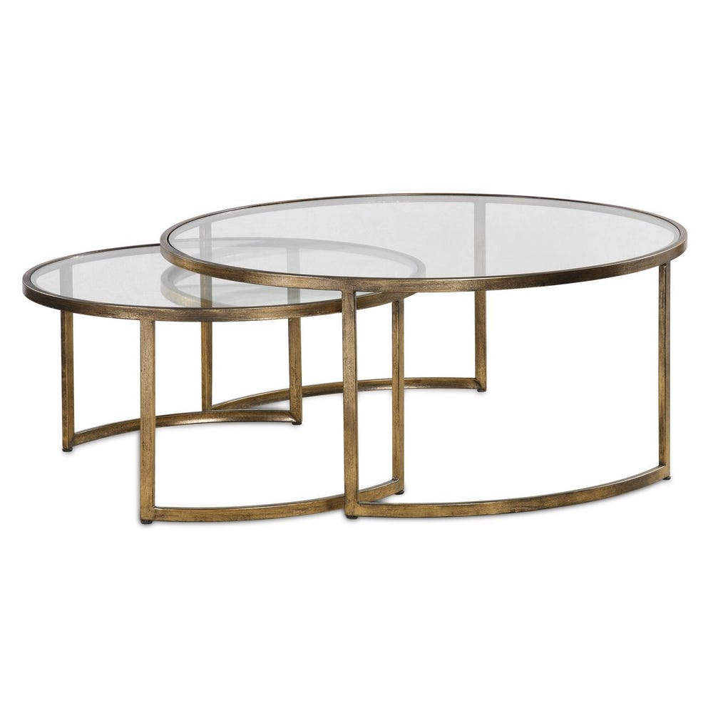 Rhea Nesting Coffee Tables, Gold, S/2