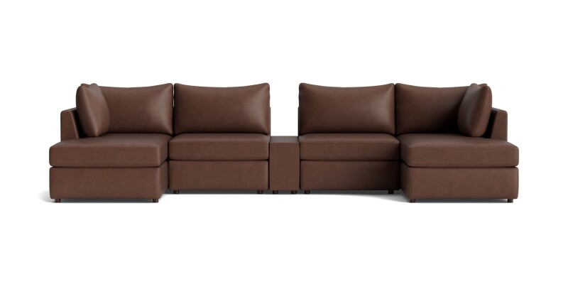 Beckham Leather Modular Chaise Sectional Sofa