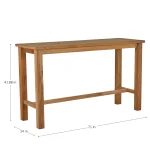 Croquet Teak Rectangle Outdoor Bar Table 71 In. W X 41.87 In. H - Image 4