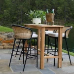 Croquet Teak Rectangle Outdoor Bar Table 71 In. W X 41.87 In. H - Image 9