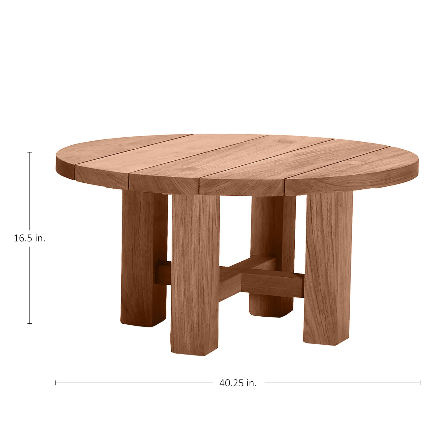 Croquet Teak Round Outdoor Coffee Table 40. 25 In. W X 16.5 In. H