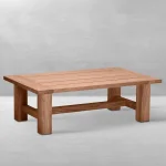 Croquet Teak Rectangle Outdoor Slatted Coffee Table 48 In. W X 16.75 In. H