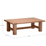 Croquet Teak Rectangle Outdoor Slatted Coffee Table 48 In. W X 16.75 In. H - Image 4