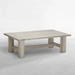 Croquet Teak Rectangle Outdoor Slatted Coffee Table 48 In. W X 16.75 In. H - Image 6