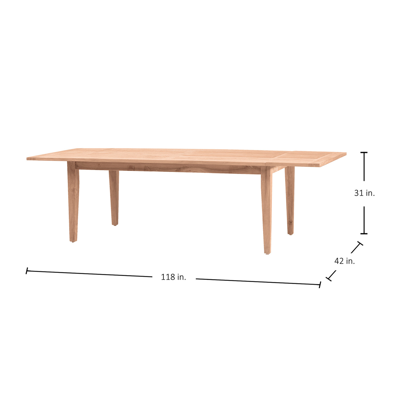 Charleston Teak Rectangle Outdoor Extendable Farm Table 118 In. W X 31 In. H