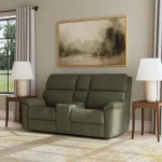 Porter Fabric & Leather Power Reclining Loveseat with Console, Power Headrest, & Lumbar - Image 3