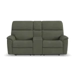 Porter Fabric & Leather Power Reclining Loveseat with Console, Power Headrest, & Lumbar - Image 4
