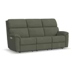 Porter Fabric & Leather Power Reclining Sofa with Console, Power Headrest, & Lumbar
