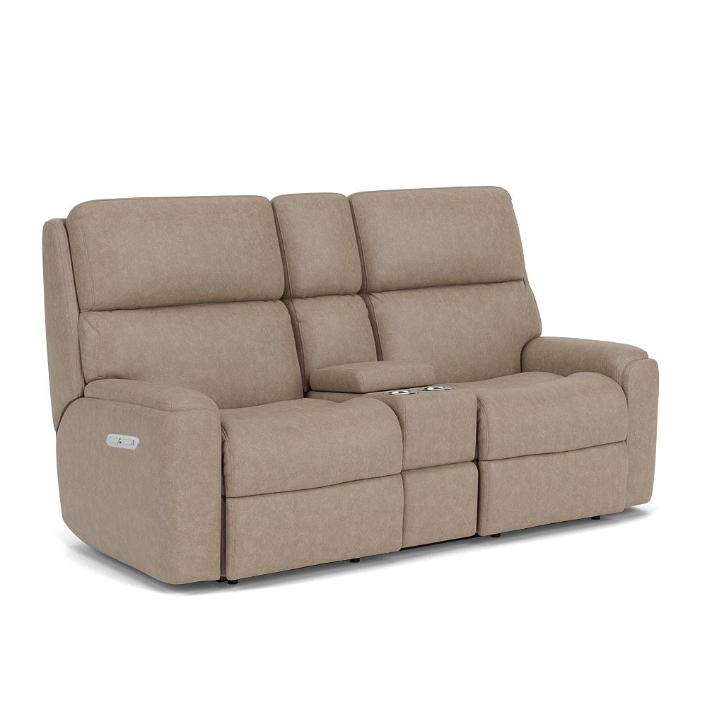 2904601H-105409930 Rio Fabric Power Reclining Loveseat with Console & Power Headrests - Image 1