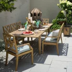 Haley Teak Outdoor Arm Chair Latticework Back