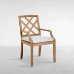 Haley Teak Outdoor Arm Chair Latticework Back - Image 7