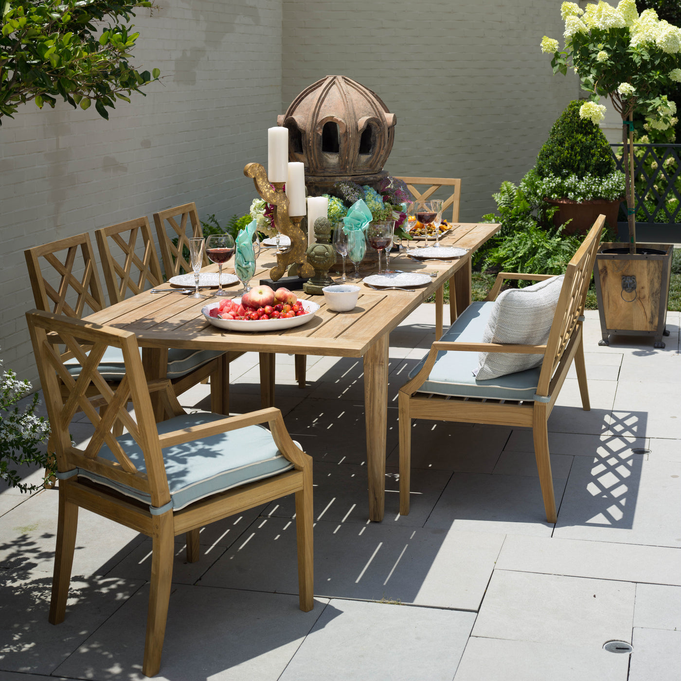 Haley Teak Outdoor Side Chair Latticework Back
