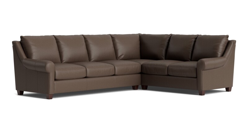 Ellery Leather Roll Arm L-Shaped Sectional