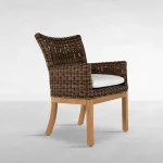 Montauk N-dura Resin Wicker Teak Outdoor Arm Chair - Image 5