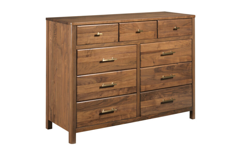 Monogram Walnut Flat Top Nine Drawer Dresser