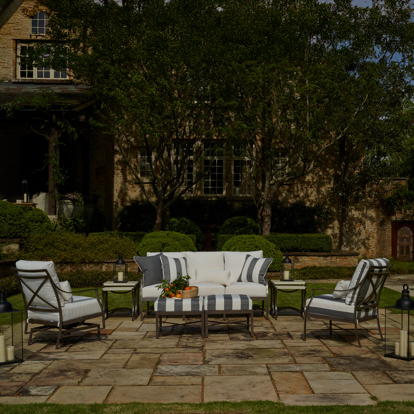 Monaco Wrought Aluminum Outdoor Spring Lounge Chair