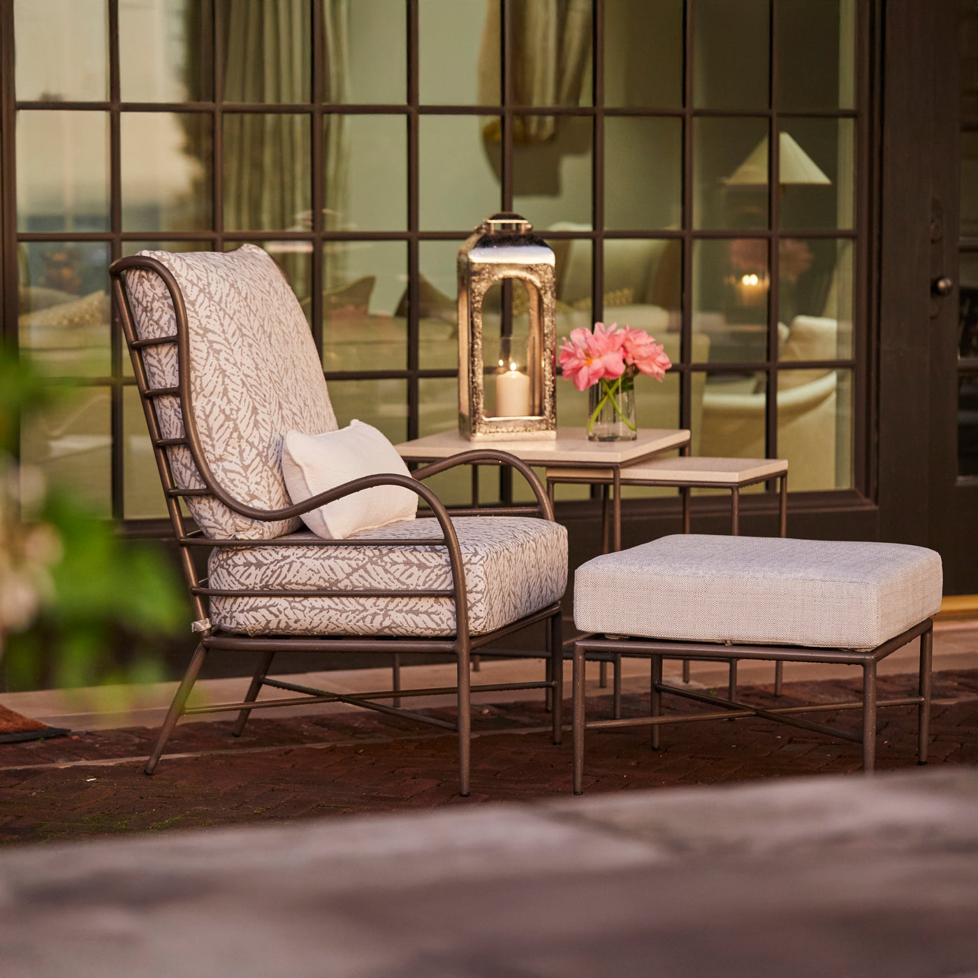 Carmel Wrought Aluminum Outdoor Ottoman